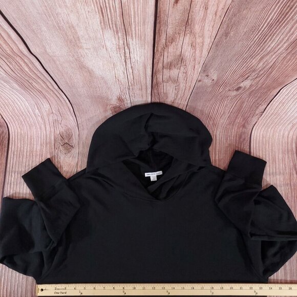 James Perse Womens Size 3 Large Relaxed Crop Hoodie Black Cotton - Picture 10 of 11